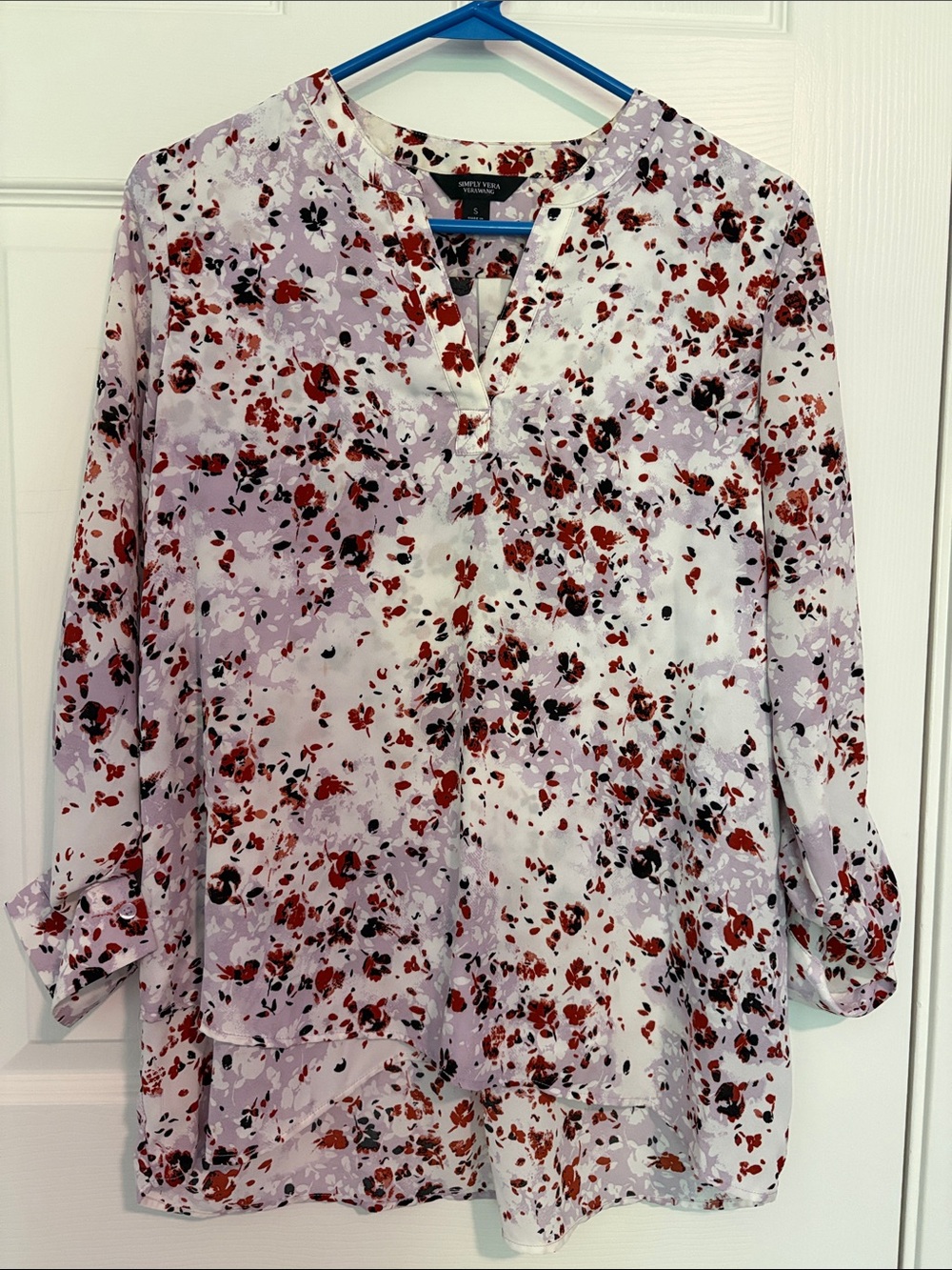Simply Vera Vera Wang Floral Tunic Blouse - Rust, White, Lilac
